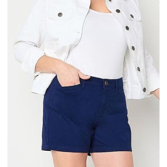 St.John's Bay Womens Short Mid Rise Secretly Slender American Navy Tummy Control - Picture 1 of 7